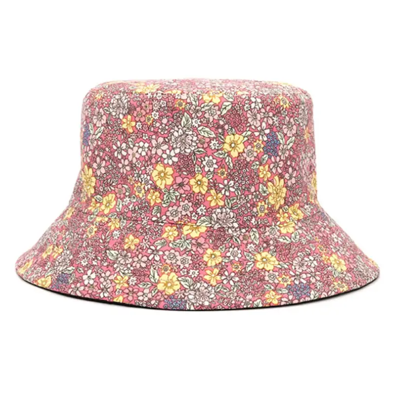 Bob chapeau fleur réversible rose