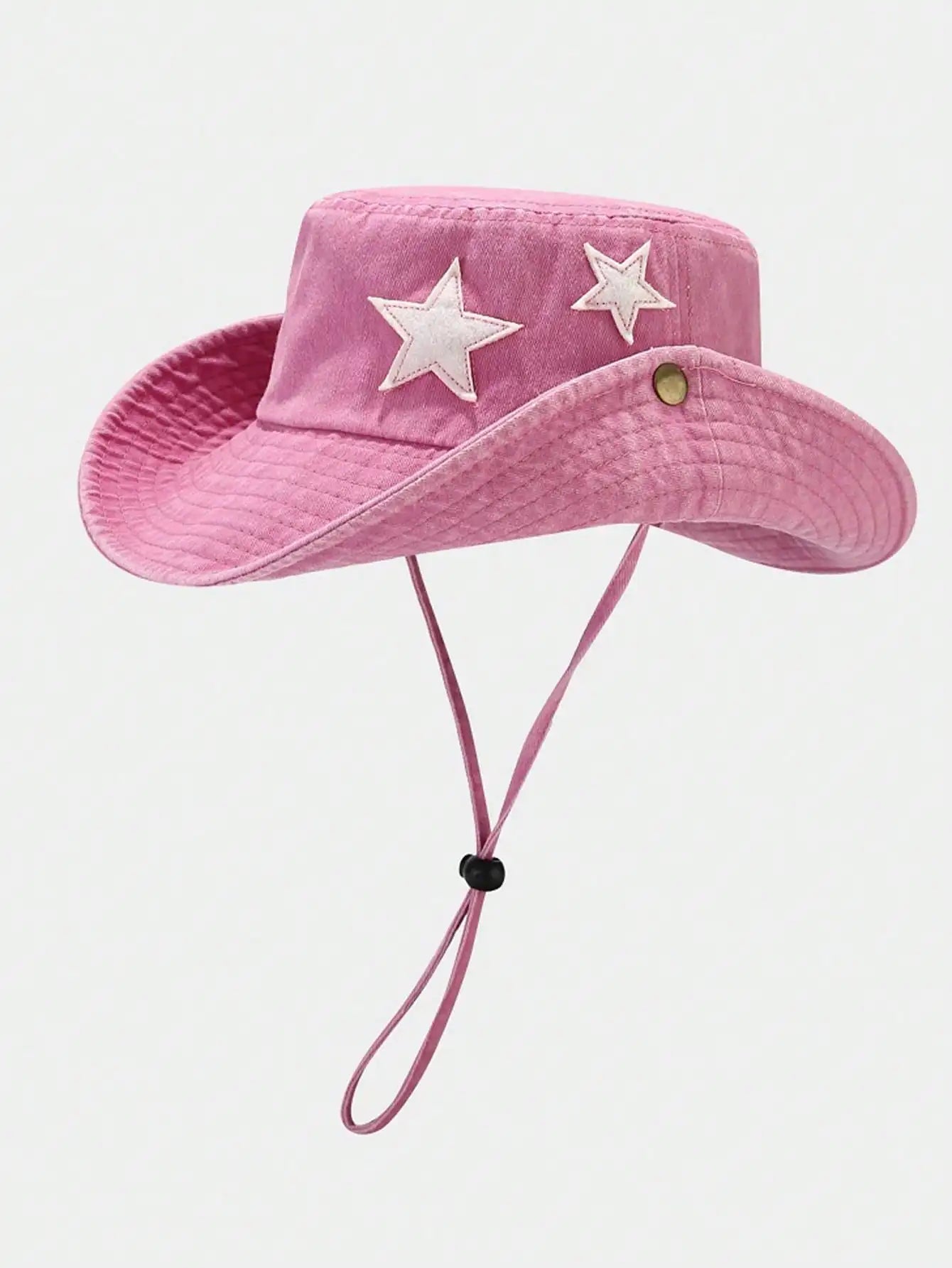 Chapeau bob ficelle cowboy étoile rose