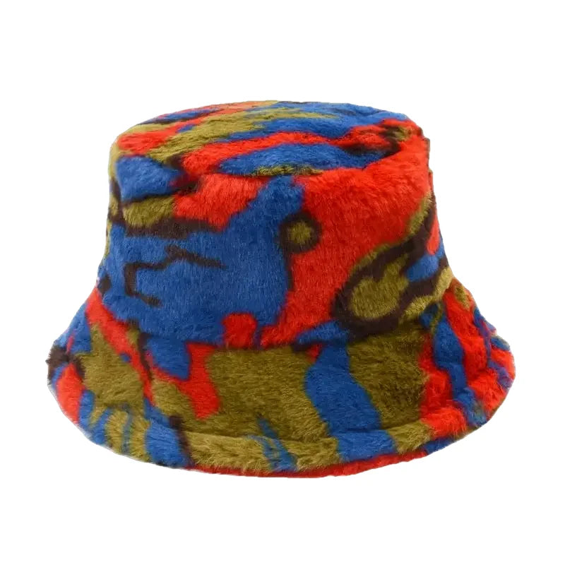 Bob fourrure multicolore rouge
