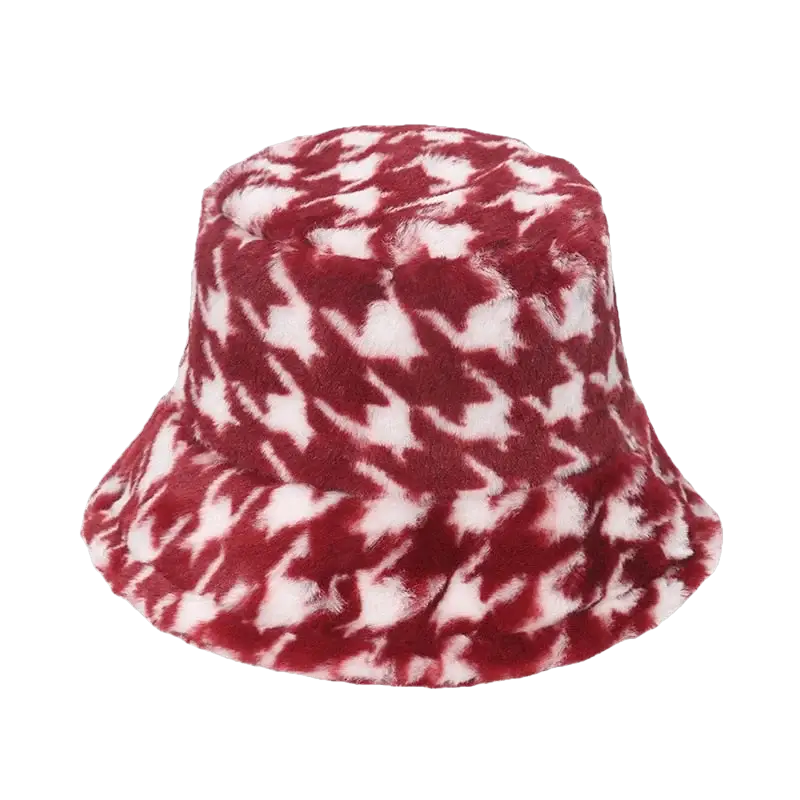 bob fourrure pied de poule rouge