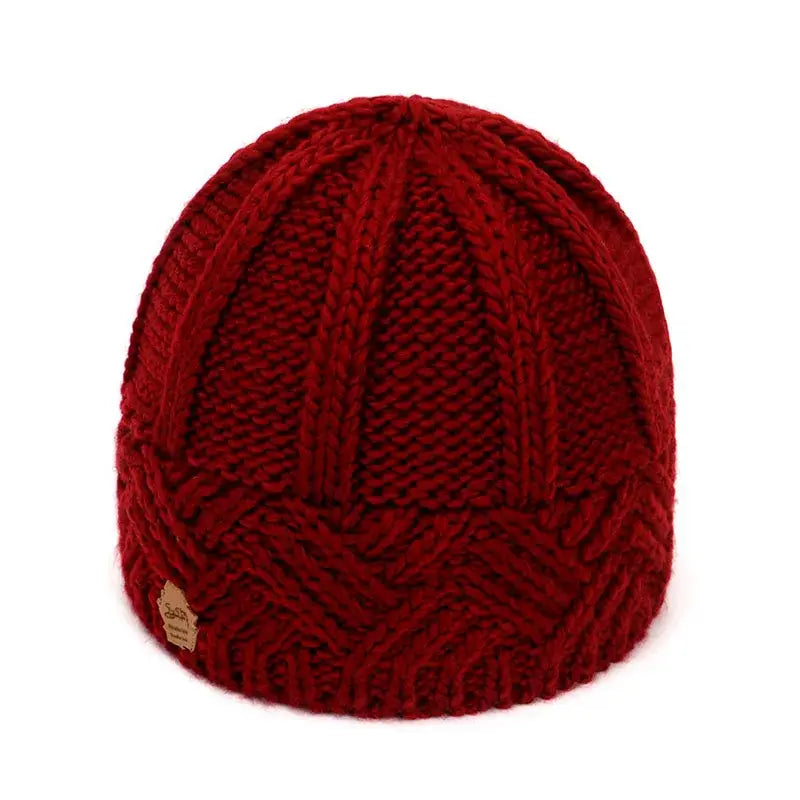 Bonnet en tricot femme bordeaux