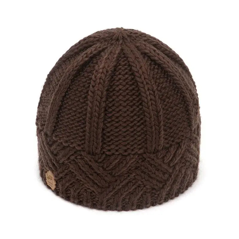 Bonnet en tricot femme marron