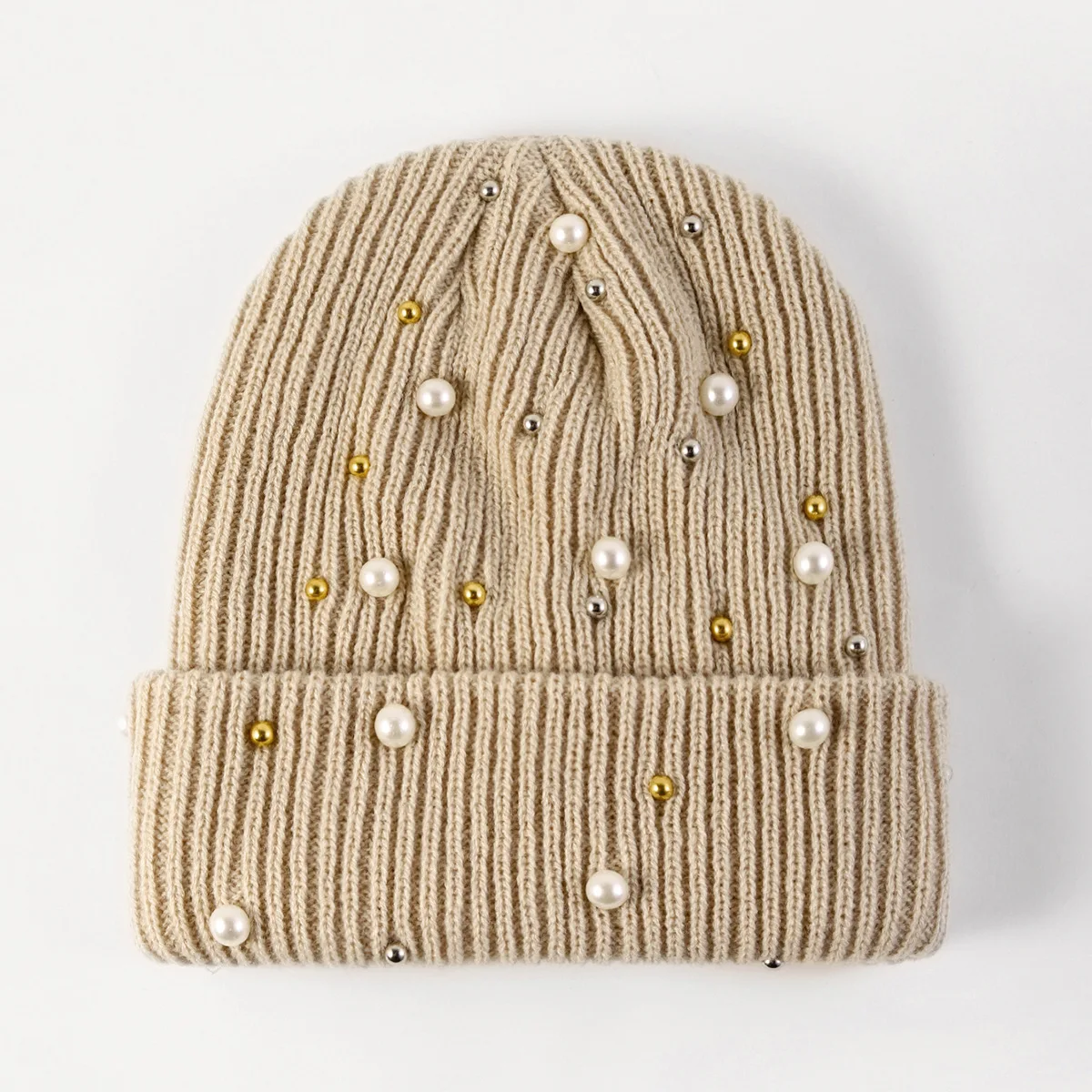 Bonnet femme perle beige