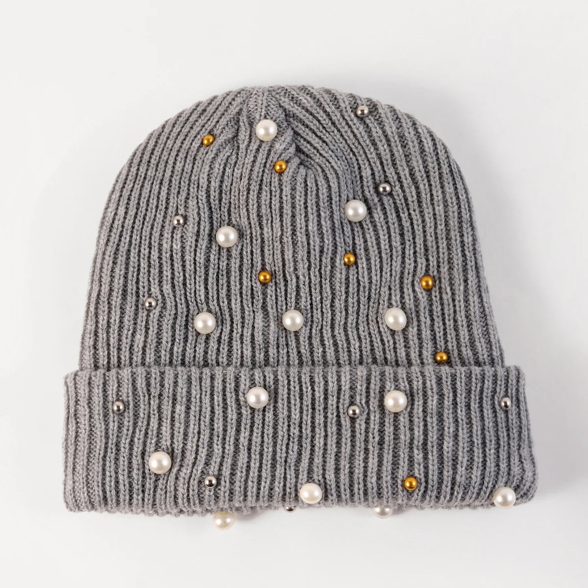 Bonnet femme perle gris