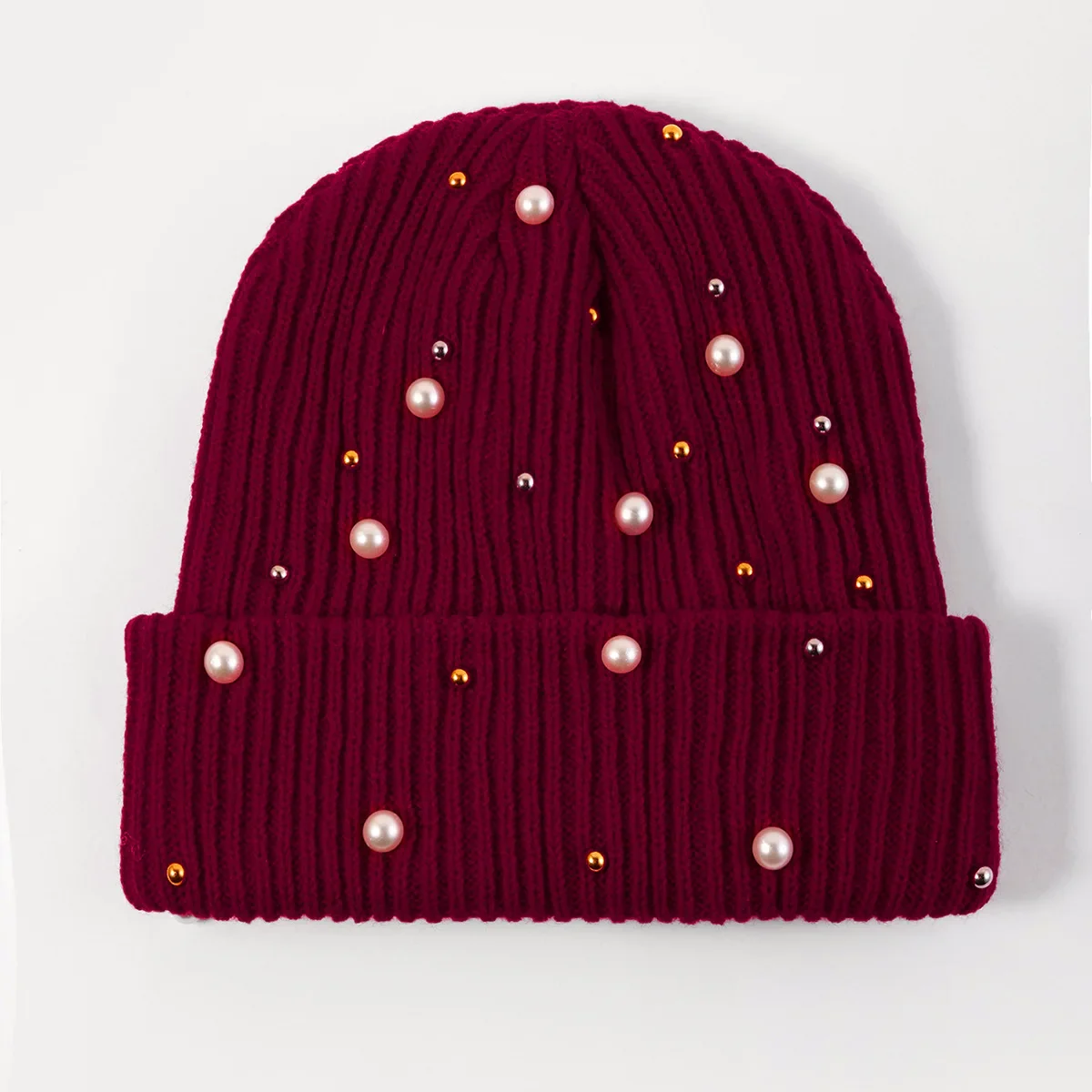 Bonnet femme perle rouge