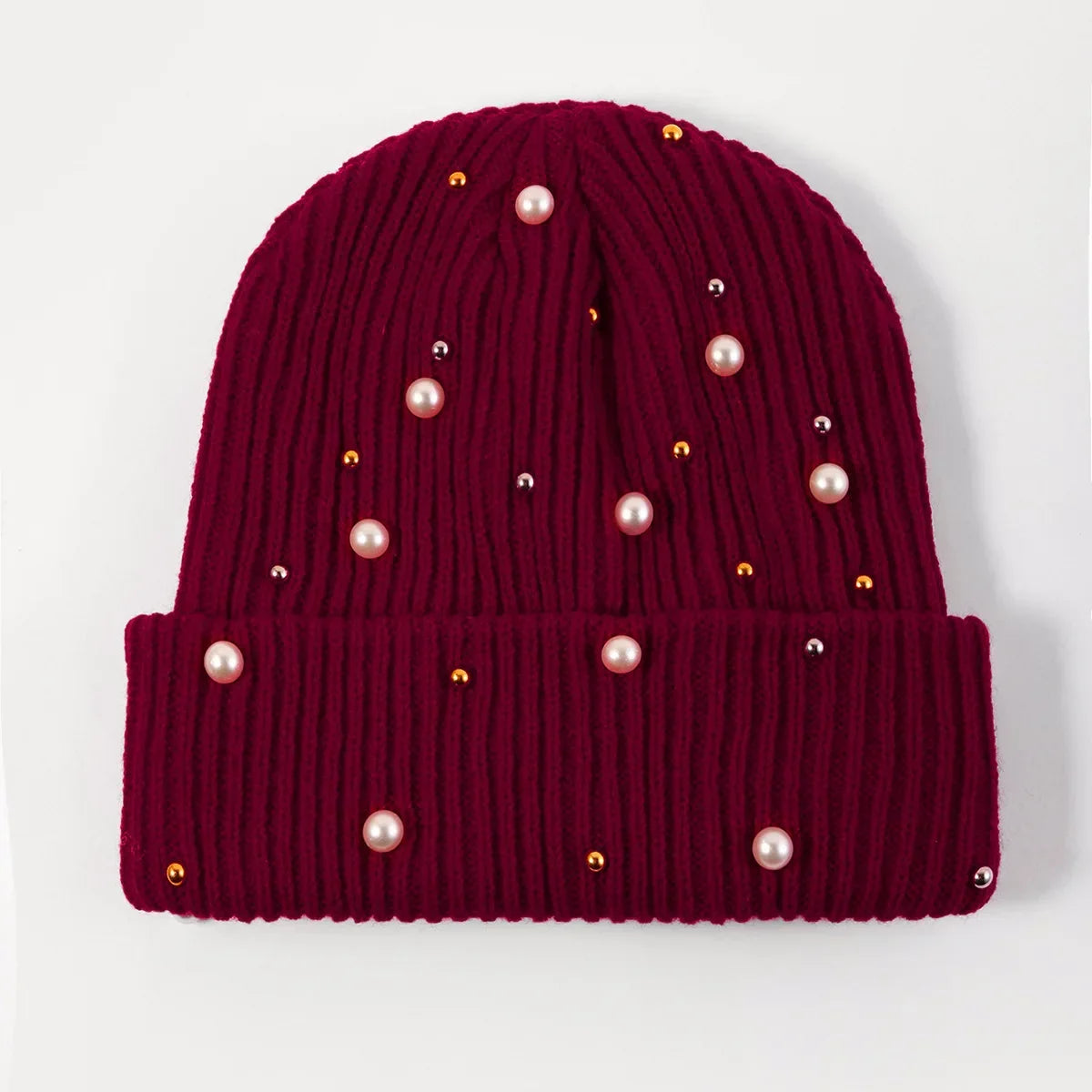 Bonnet femme perle rouge