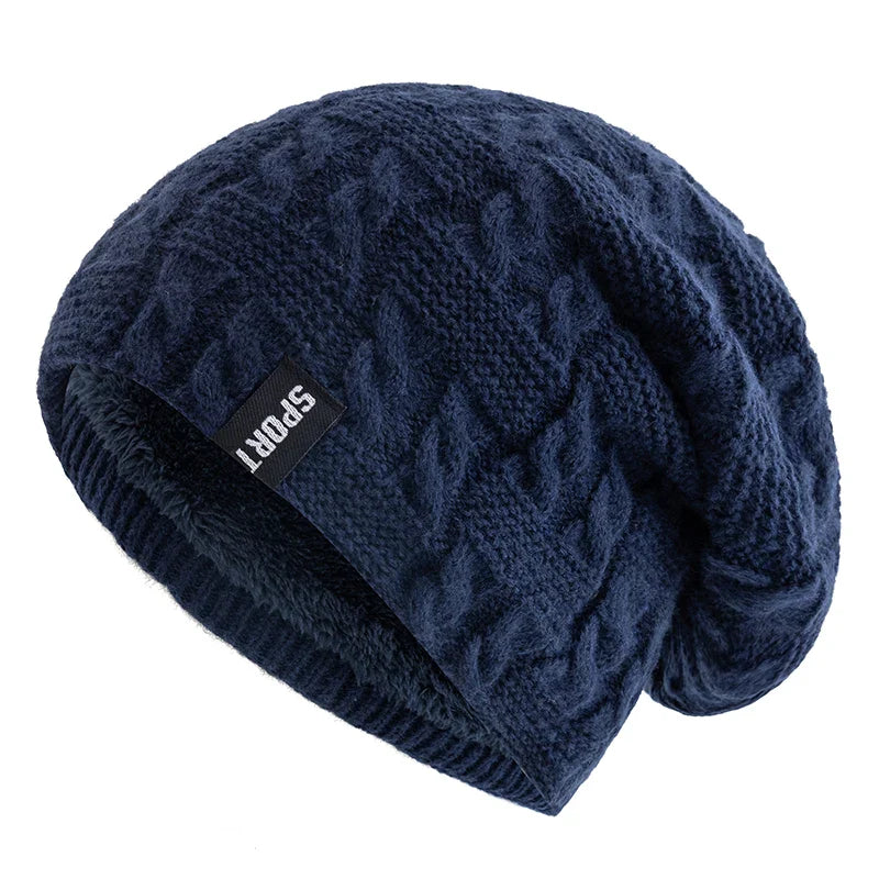 Bonnet homme long tombant bleu foncé
