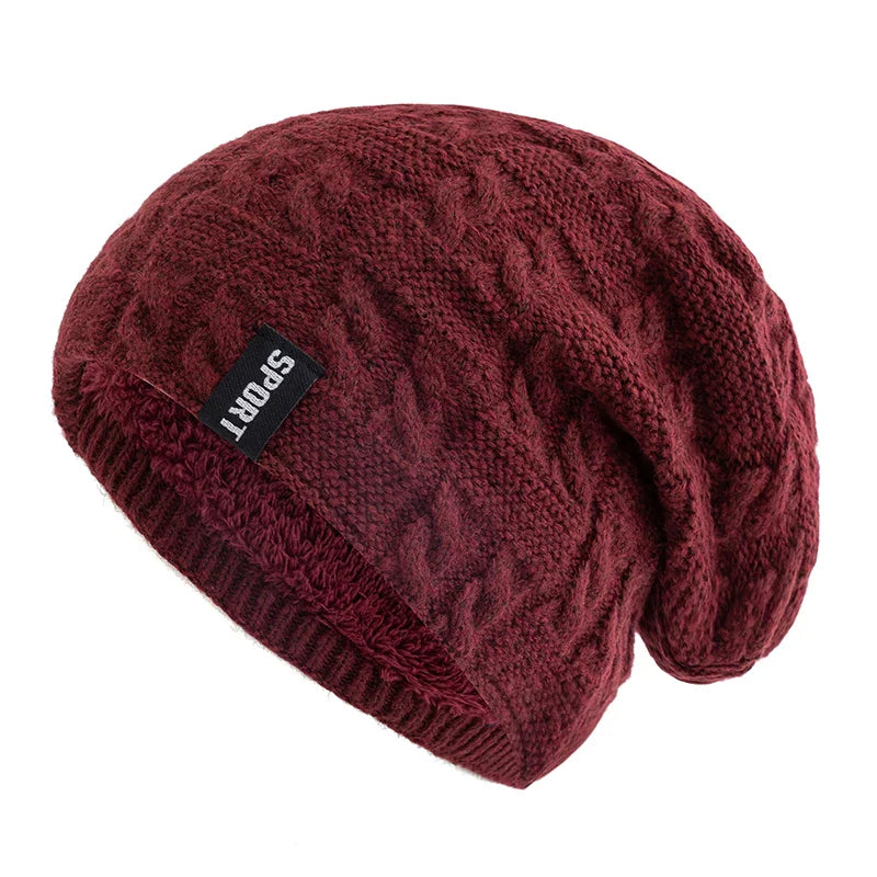 Bonnet homme long tombant rouge