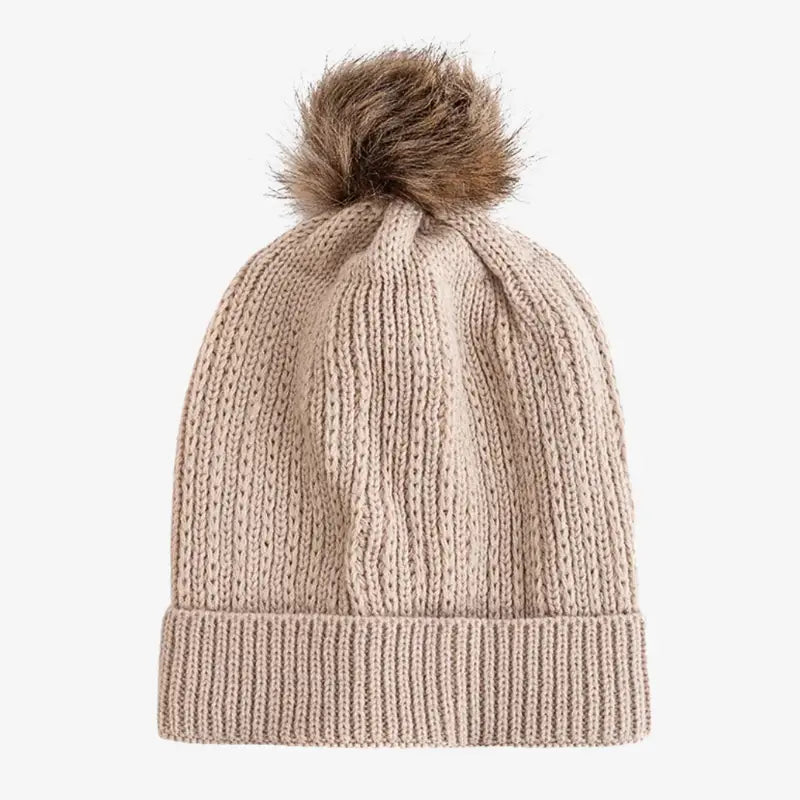 Bonnet pompon beige