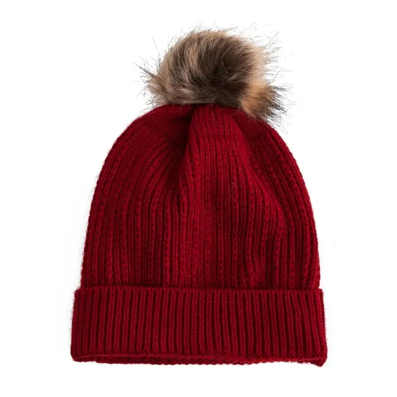 Bonnet pompon bordeaux