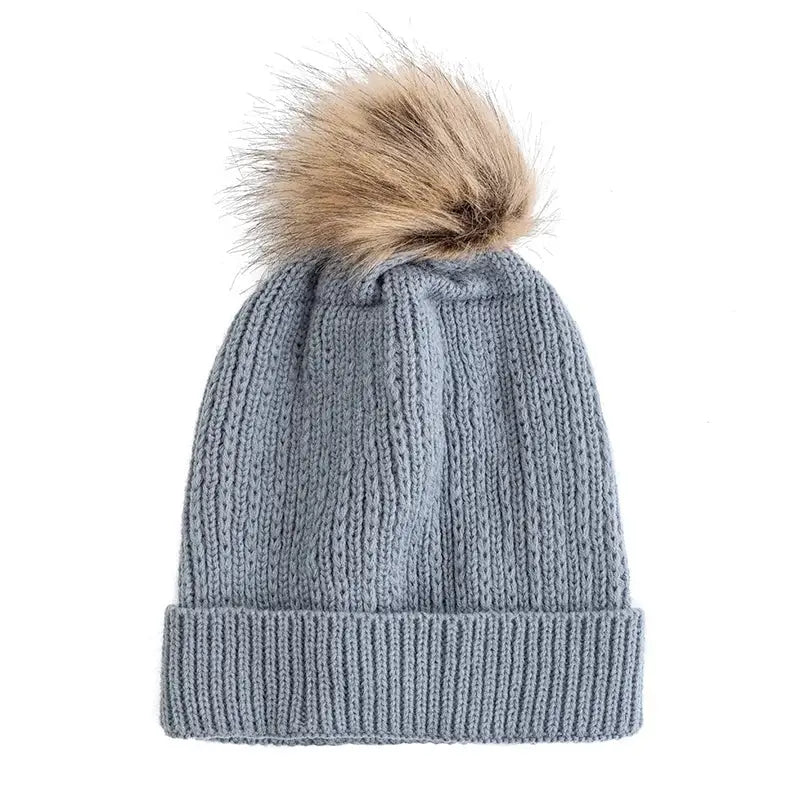 Bonnet pompon gris