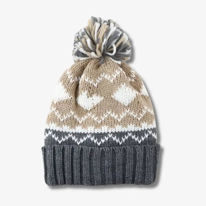 Bonnet pompon homme beige