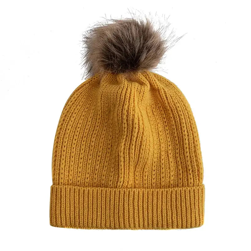 Bonnet pompon jaune