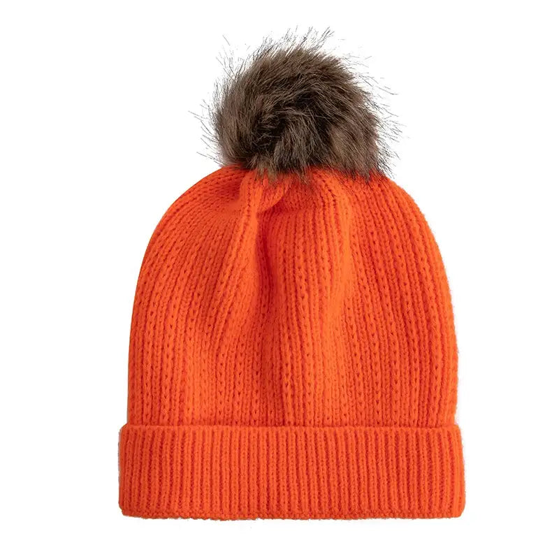 Bonnet pompon orange