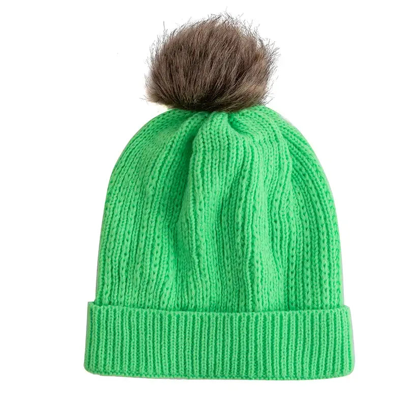 Bonnet pompon vert