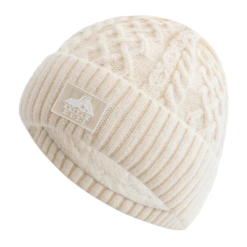 Bonnet torsadé doublure polaire beige