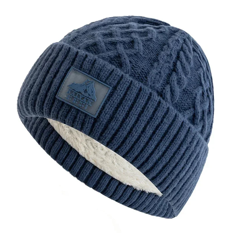 Bonnet torsadé doublure polaire bleu