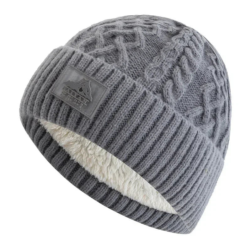 Bonnet torsadé doublure polaire gris