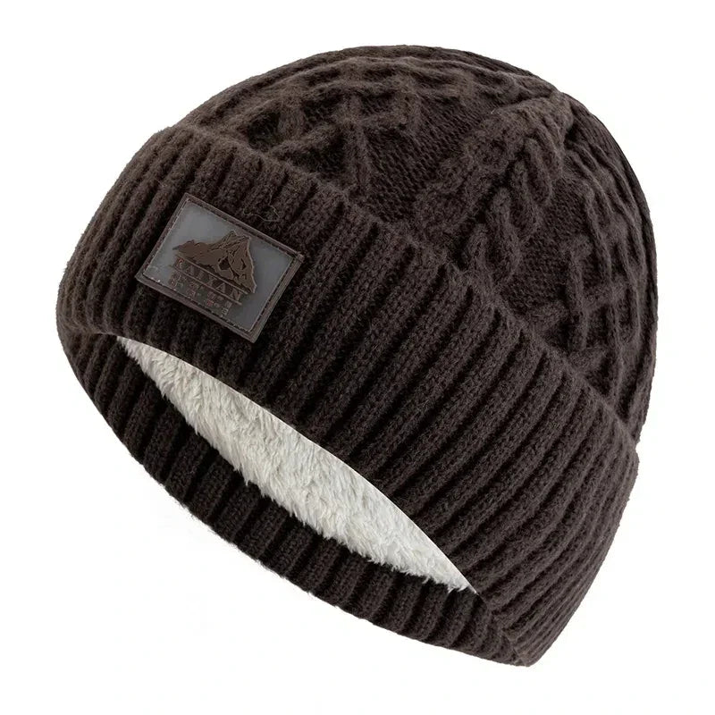 Bonnet torsadé doublure polaire marron
