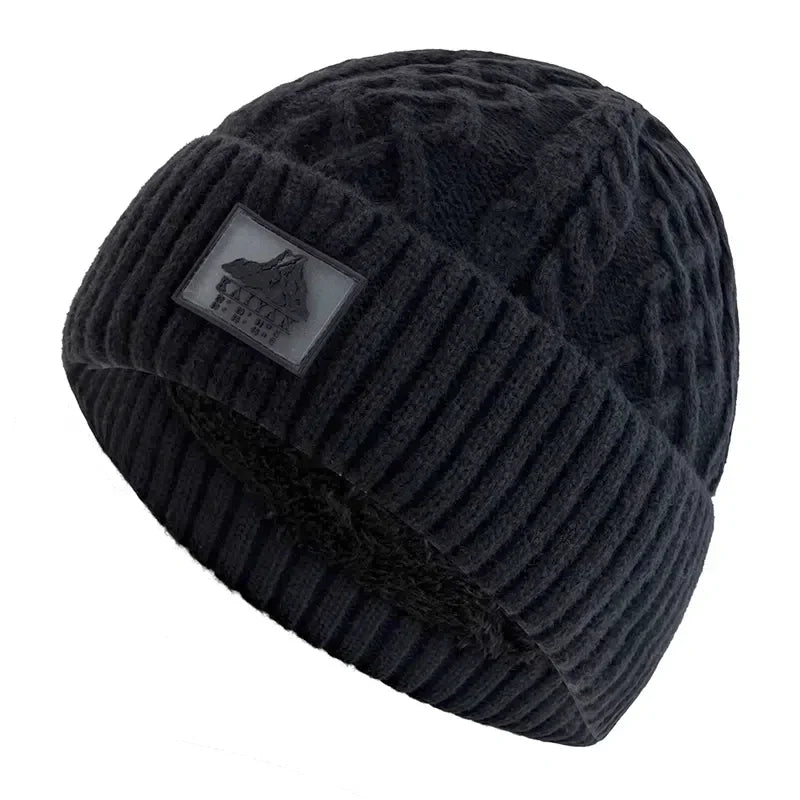 Bonnet torsadé doublure polaire noir