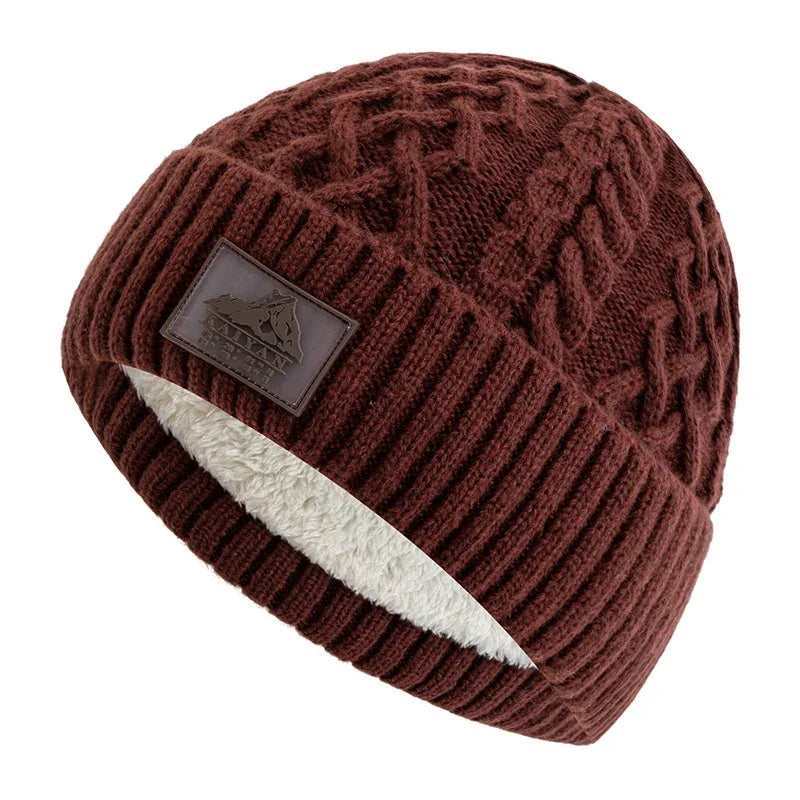 Bonnet torsadé doublure polaire rouge