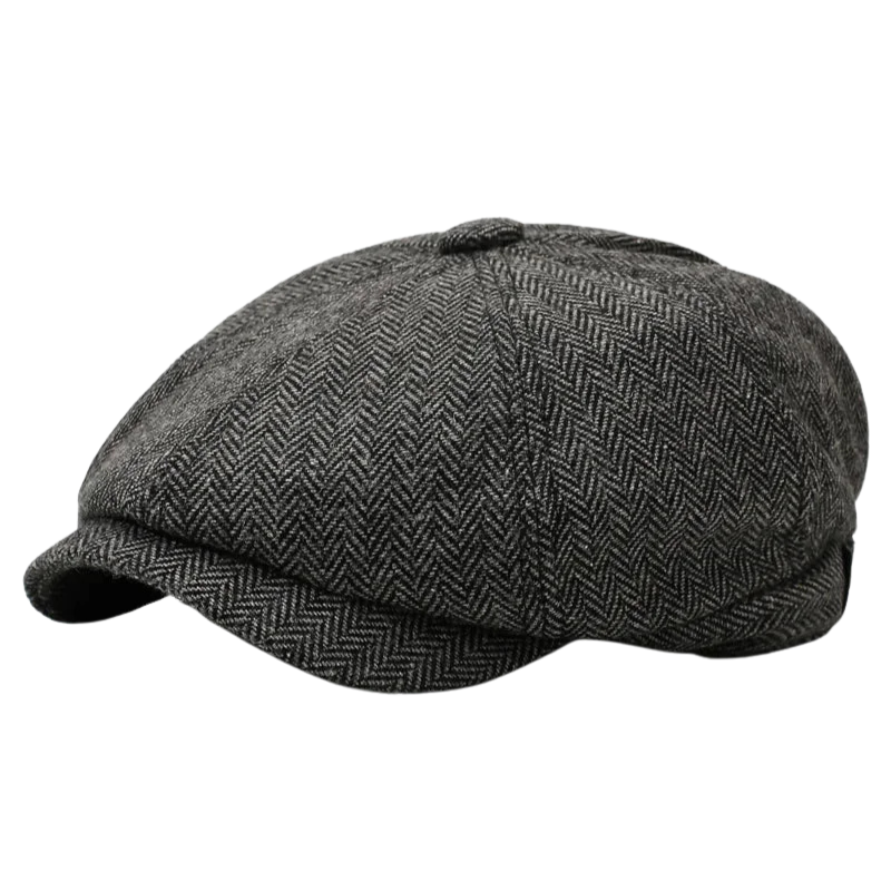 Casquette gavroche tweed noir