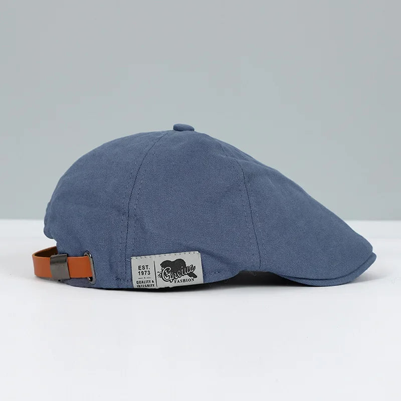 Casquette plate coton sangle réglable bleu