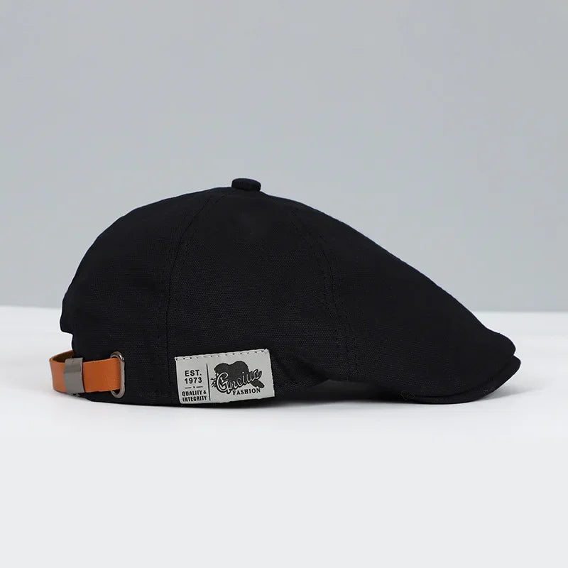 Casquette plate coton sangle réglable noir