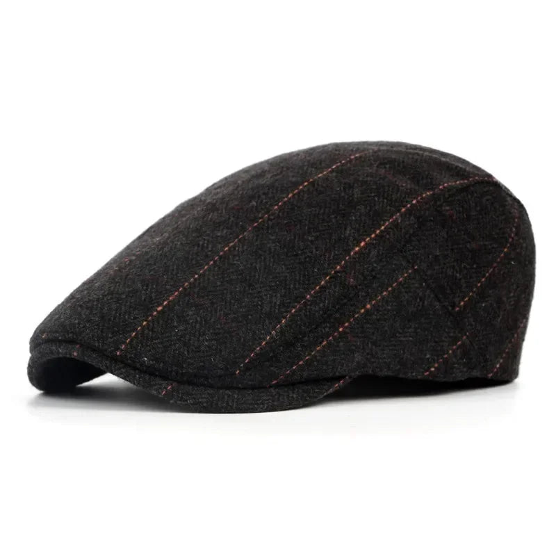 Casquette plate d’hiver pour homme noir