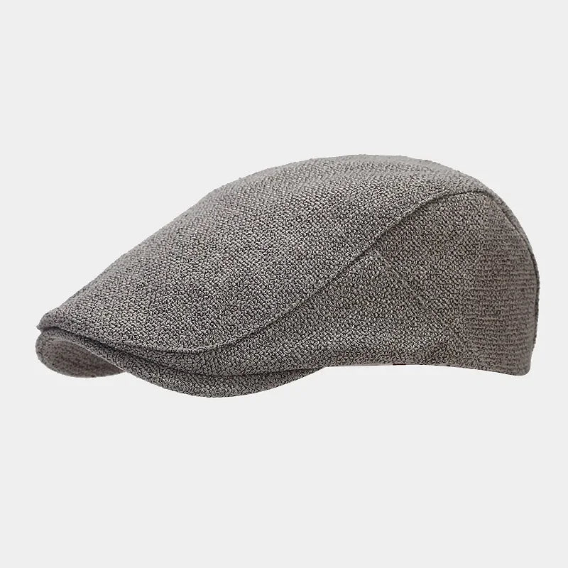 Casquette plate en lin gris