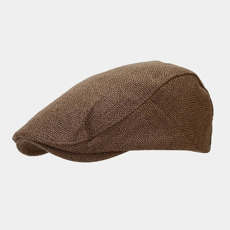 Casquette plate en lin marron