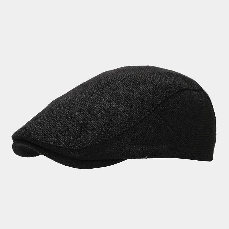 Casquette plate en lin noir