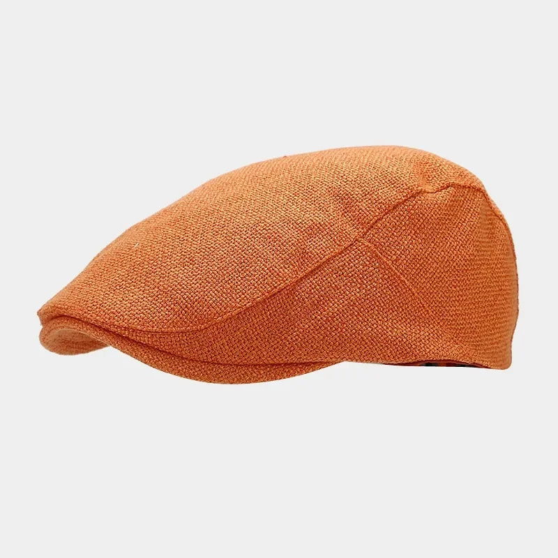Casquette plate en lin orange