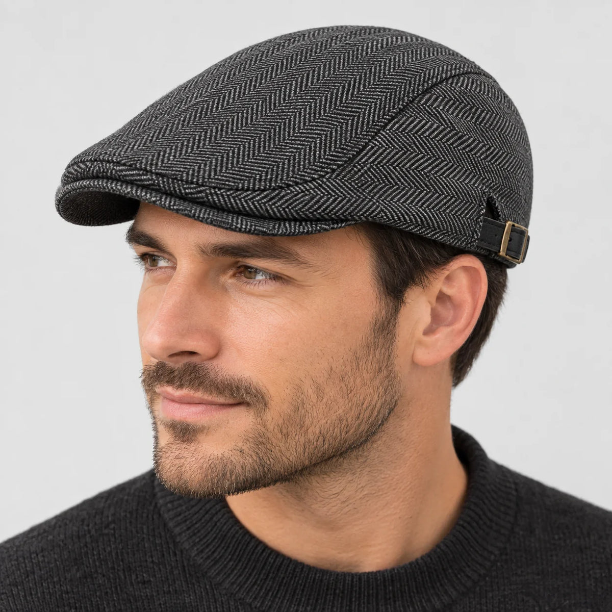 Casquette plate homme à chevrons