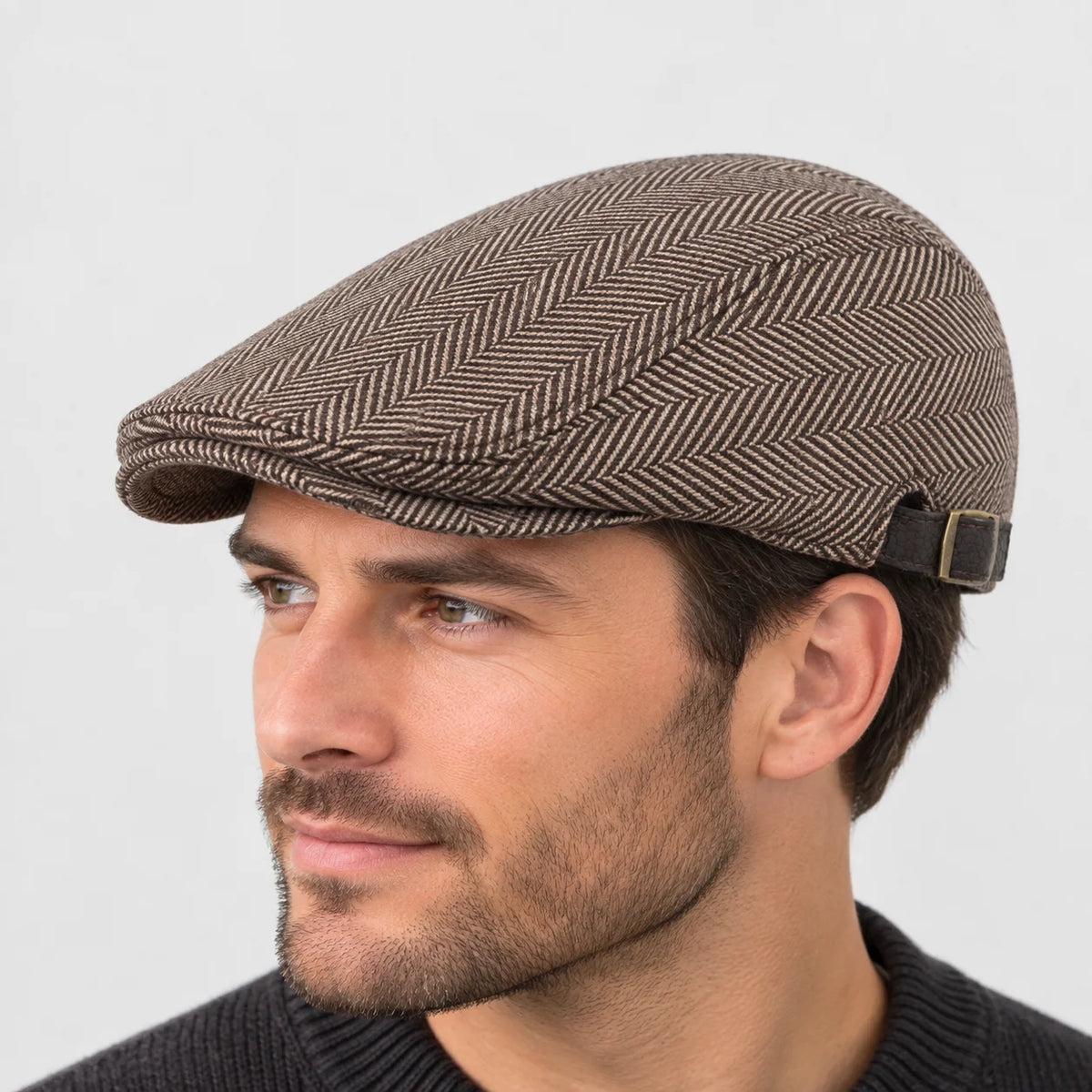 Casquette plate homme à chevrons