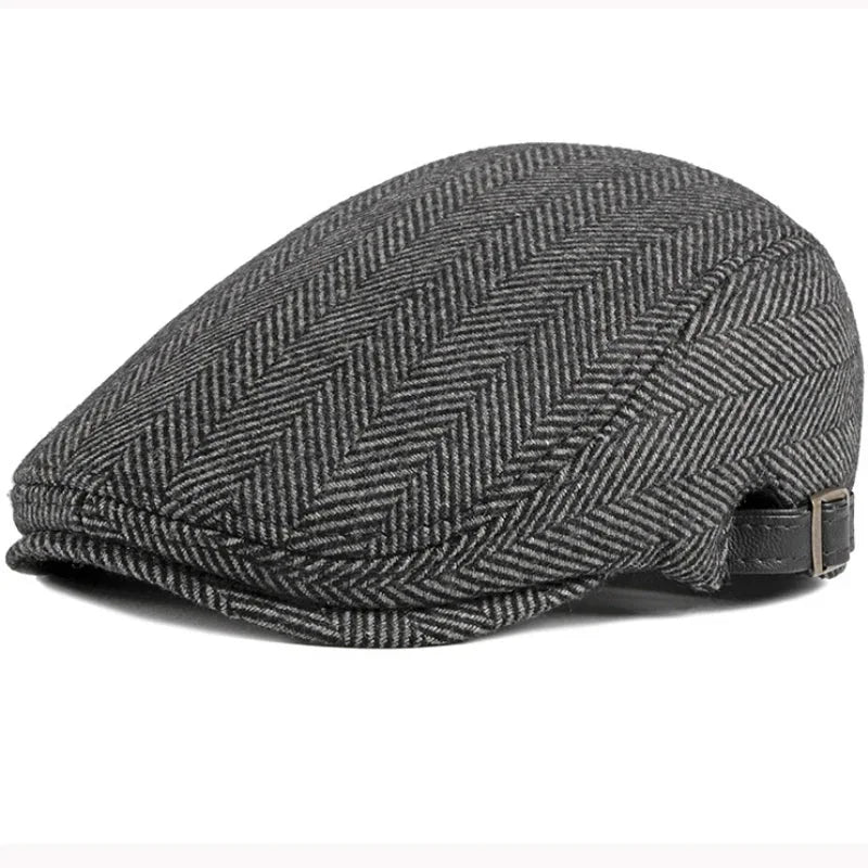Casquette plate homme à chevrons