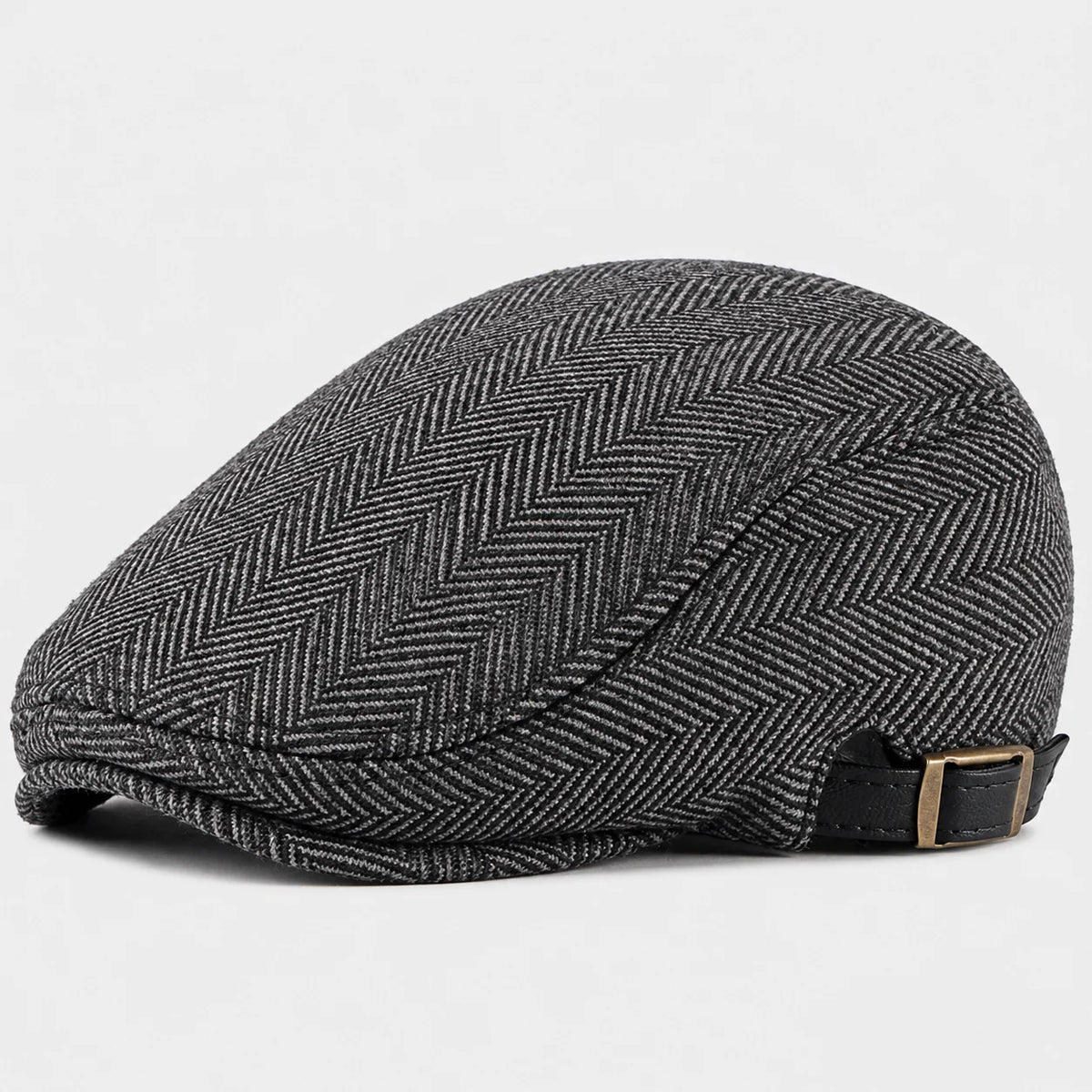 Casquette plate homme à chevrons gris anthracite