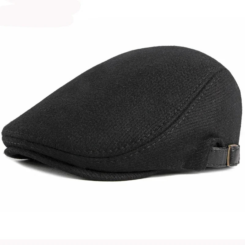Casquette plate homme à chevrons noir