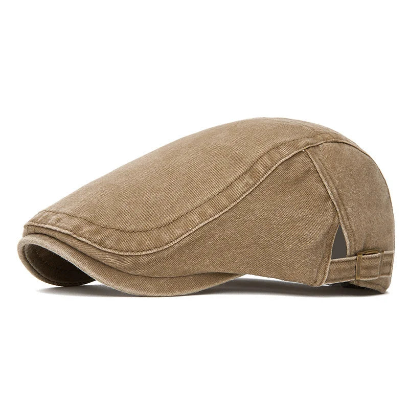Casquette plate homme en coton délavé beige