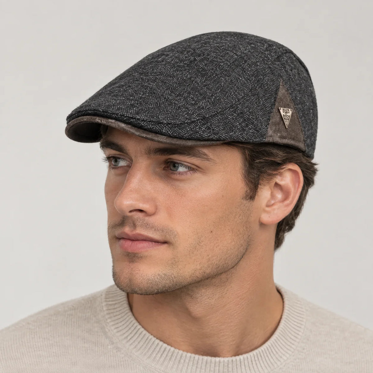 Casquette plate homme en tweed