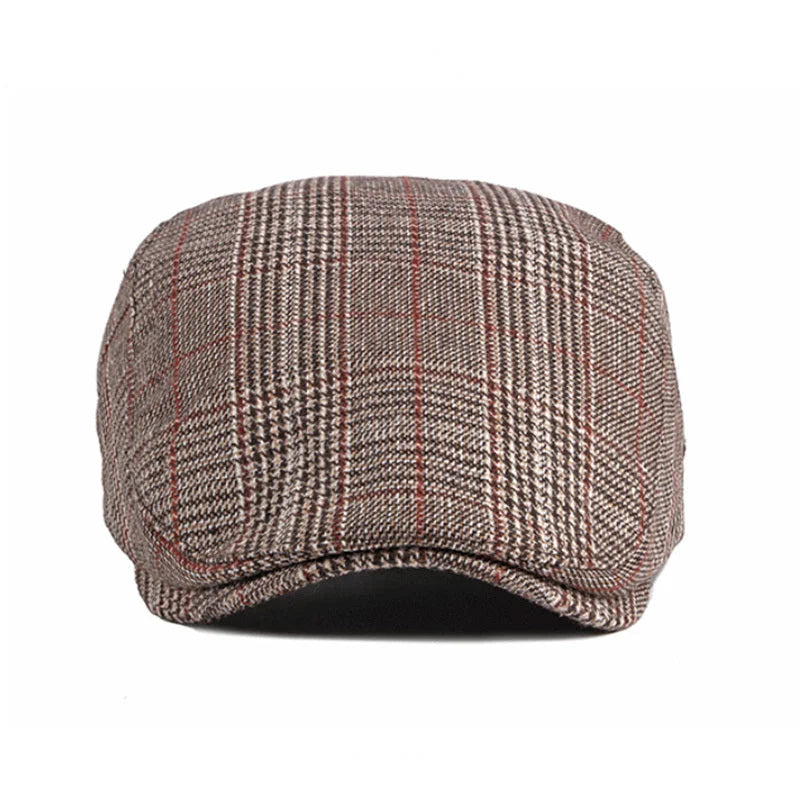 Casquette plate prince de galles en coton
