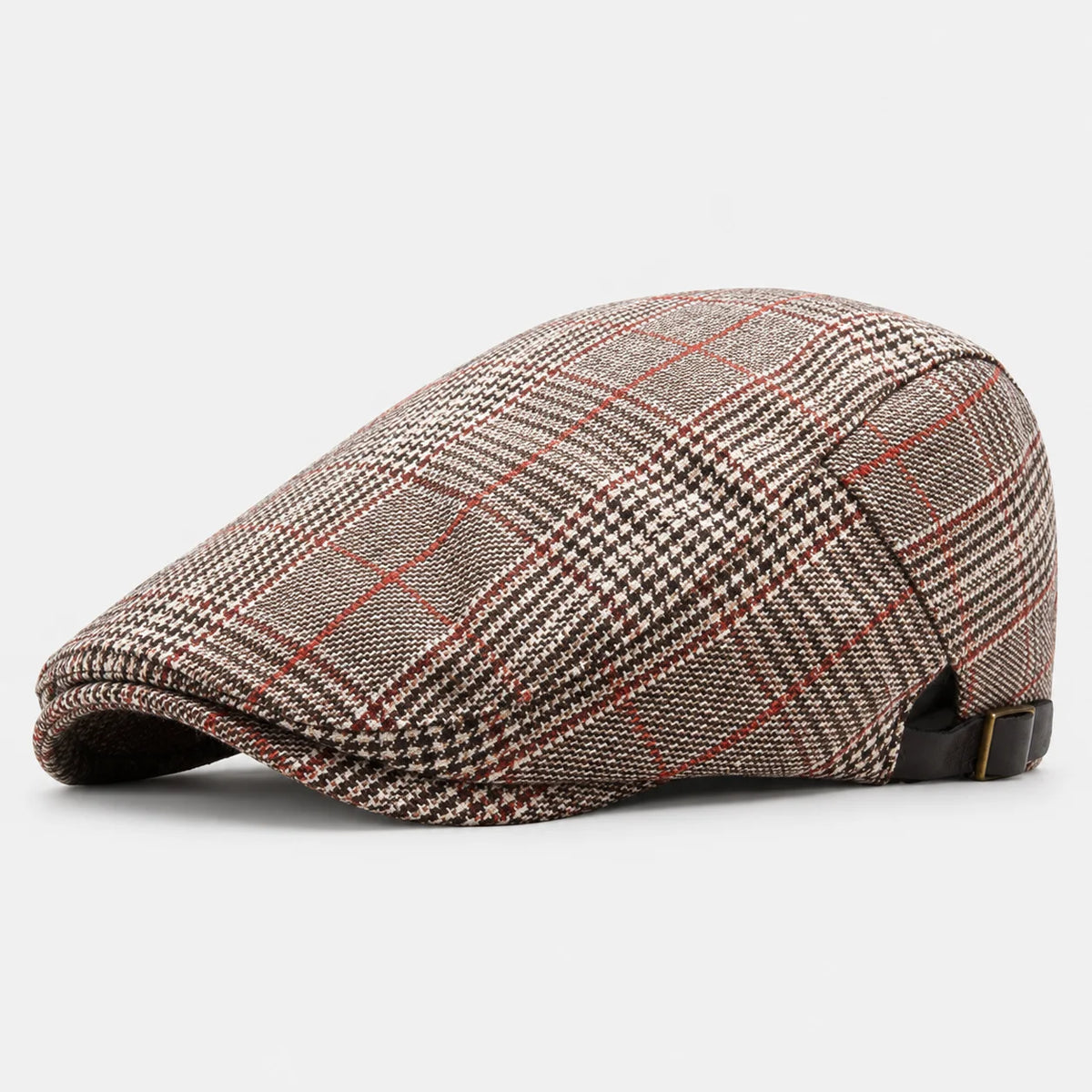 Casquette plate prince de galles en coton
