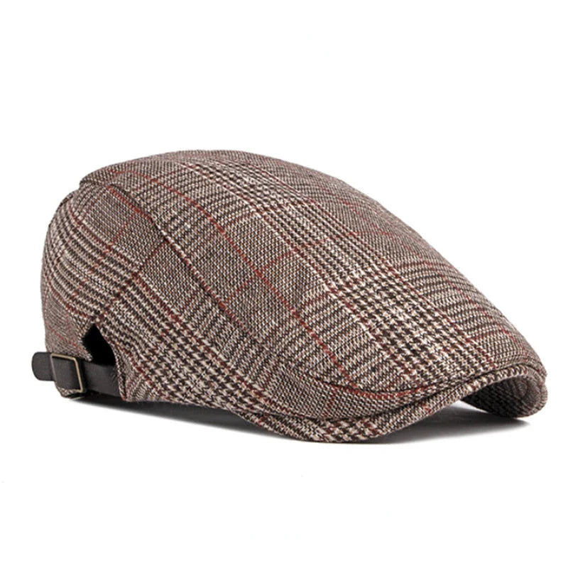 Casquette plate prince de galles en coton
