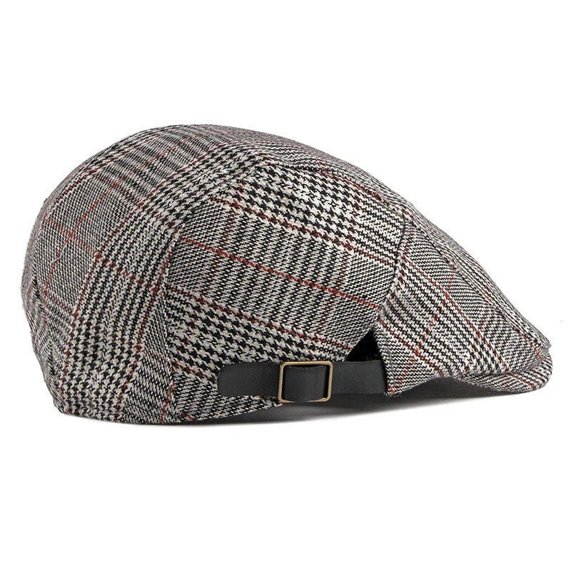 Casquette plate prince de galles en coton