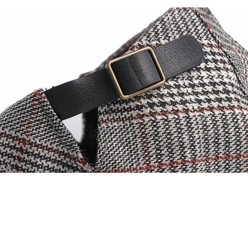 Casquette plate prince de galles en coton