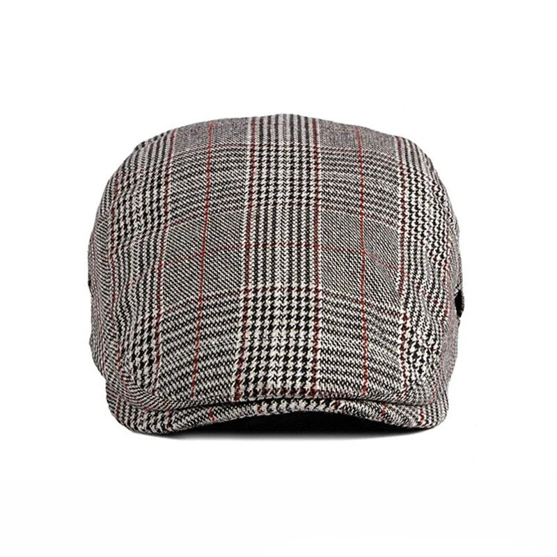 Casquette plate prince de galles en coton