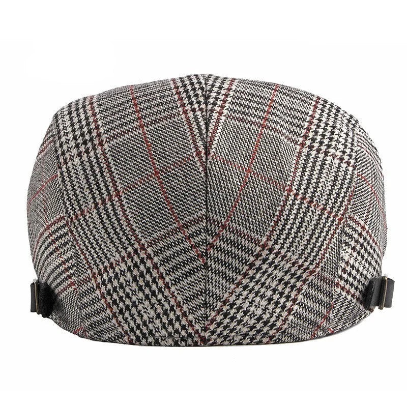 Casquette plate prince de galles en coton