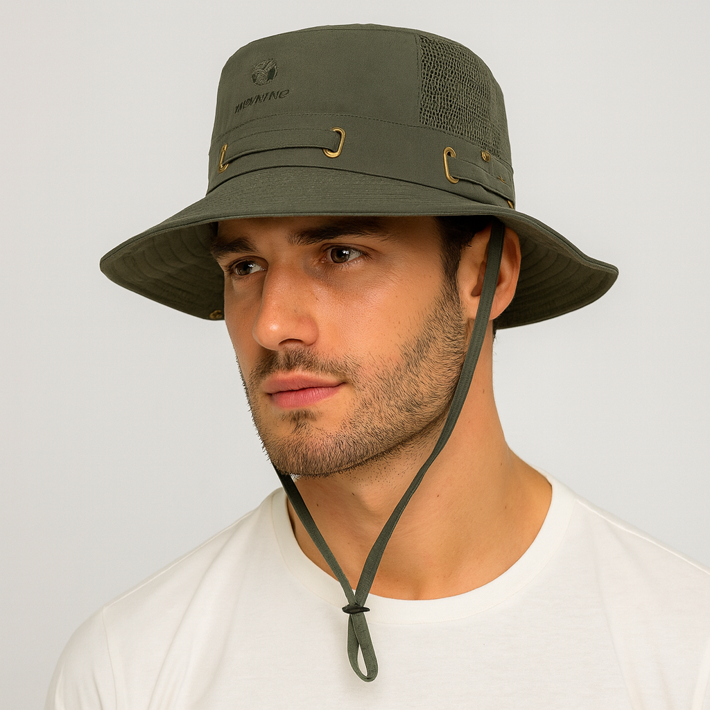 chapeau avec ficelle kaki