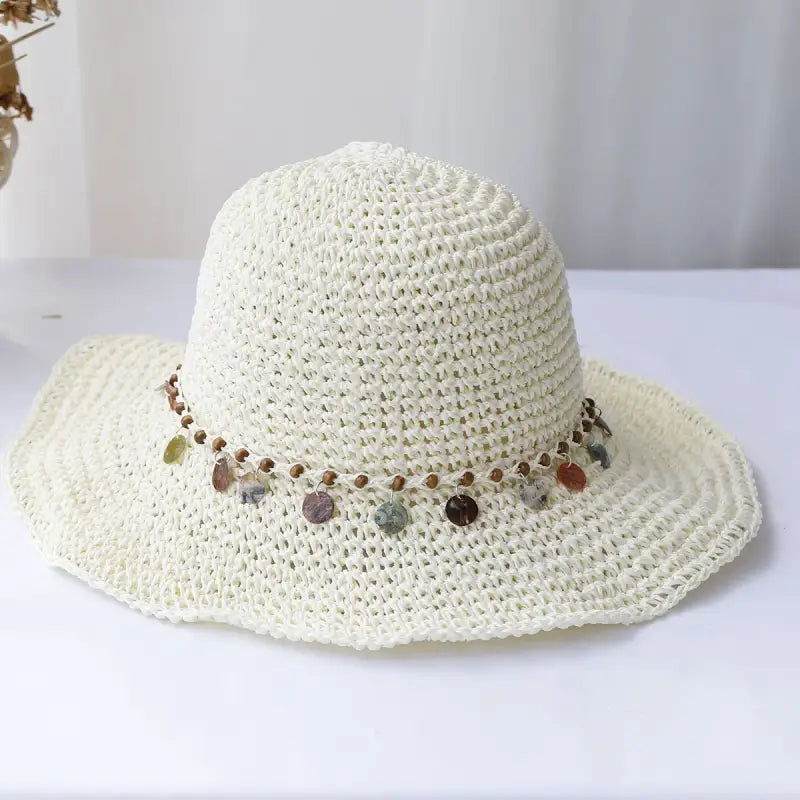 Chapeau de plage en paille blanc