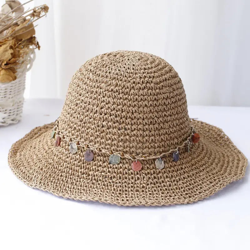 Chapeau de plage en paille marron